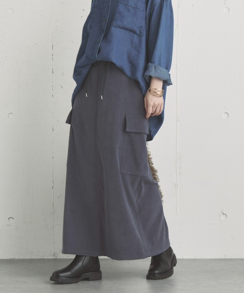 Doux archives（ドゥアルシーヴ）の「フェイクスエードカーゴスカート（スカート・レディース・モカ/チャコールグレー/カーキ・38）」の15枚目の写真