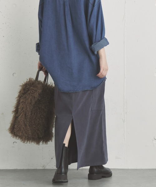 Doux archives（ドゥアルシーヴ）の「フェイクスエードカーゴスカート（スカート・レディース・モカ/チャコールグレー/カーキ・38）」の14枚目の写真