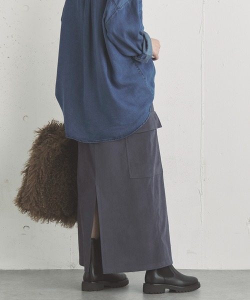 Doux archives（ドゥアルシーヴ）の「フェイクスエードカーゴスカート（スカート・レディース・モカ/チャコールグレー/カーキ・38）」の12枚目の写真