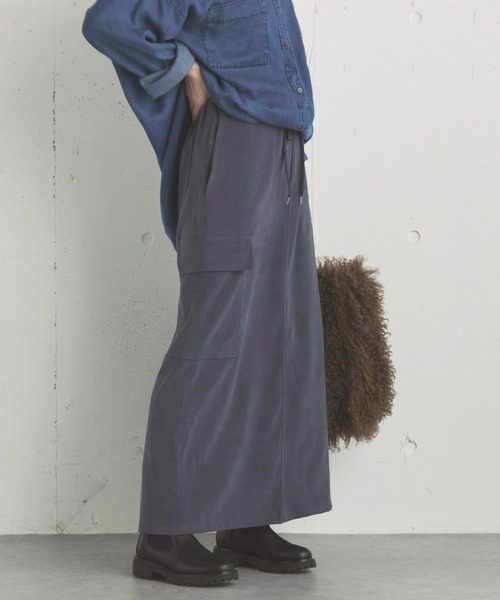 Doux archives（ドゥアルシーヴ）の「フェイクスエードカーゴスカート（スカート・レディース・モカ/チャコールグレー/カーキ・38）」の16枚目の写真