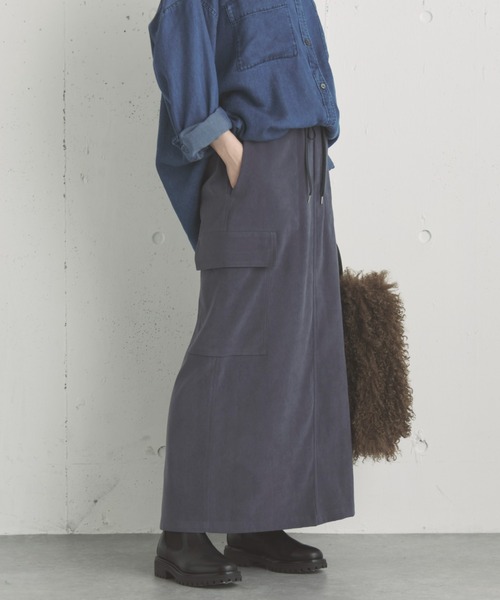 Doux archives（ドゥアルシーヴ）の「フェイクスエードカーゴスカート（スカート・レディース・モカ/チャコールグレー/カーキ・38）」の17枚目の写真