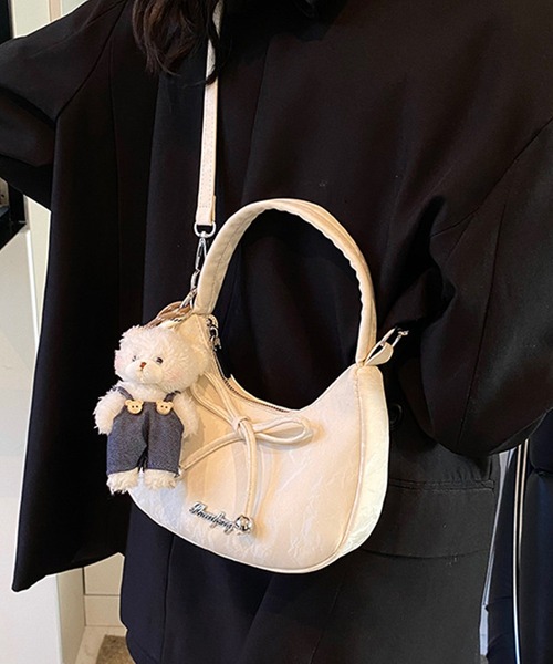 Lace Ladies(レースレディース)の「リボン付き コンパクト ワンショルダー 三日月 ハンドバッグ(ハンドバッグ・レディース・シルバー/ブルー/ブラック/アイボリー/ピンク・FREE)」の2枚目の写真