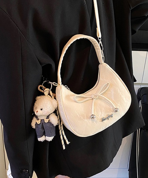 Lace Ladies(レースレディース)の「リボン付き コンパクト ワンショルダー 三日月 ハンドバッグ(ハンドバッグ・レディース・シルバー/ブルー/ブラック/アイボリー/ピンク・FREE)」の7枚目の写真