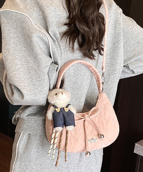 Lace Ladies(レースレディース)の「リボン付き コンパクト ワンショルダー 三日月 ハンドバッグ(ハンドバッグ・レディース・シルバー/ブルー/ブラック/アイボリー/ピンク・FREE)」の14枚目の写真
