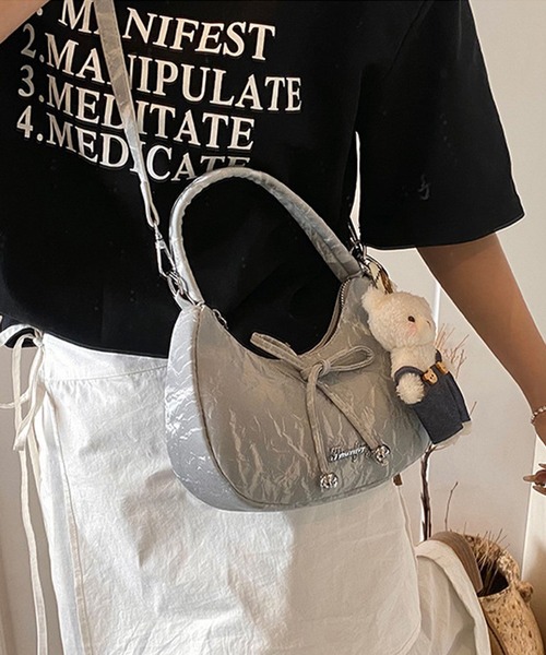 Lace Ladies(レースレディース)の「リボン付き コンパクト ワンショルダー 三日月 ハンドバッグ(ハンドバッグ・レディース・シルバー/ブルー/ブラック/アイボリー/ピンク・FREE)」の17枚目の写真