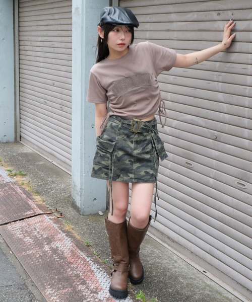 WEGO（ウィゴー）の「WEGO/スプレーロゴドロストちびT（Tシャツ/カットソー・レディース・スミクロ/グレー/レッド・FREE）」の5枚目の写真