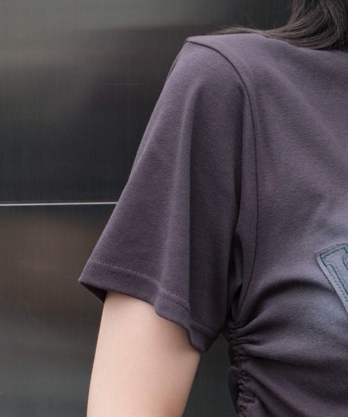 WEGO（ウィゴー）の「WEGO/スプレーロゴドロストちびT（Tシャツ/カットソー・レディース・スミクロ/グレー/レッド・FREE）」の8枚目の写真