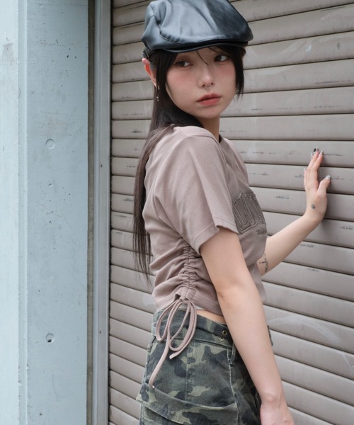 WEGO（ウィゴー）の「WEGO/スプレーロゴドロストちびT（Tシャツ/カットソー・レディース・スミクロ/グレー/レッド・FREE）」の13枚目の写真