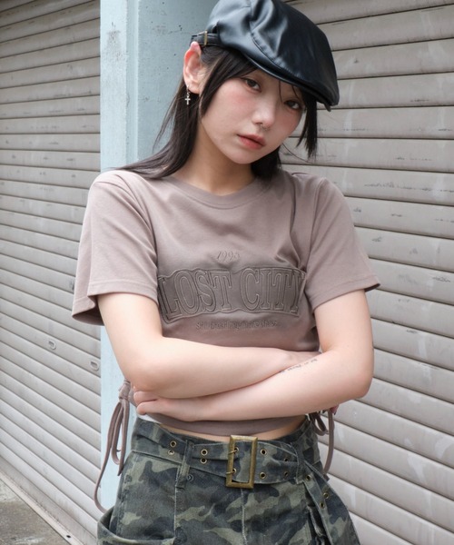 WEGO（ウィゴー）の「WEGO/スプレーロゴドロストちびT（Tシャツ/カットソー・レディース・スミクロ/グレー/レッド・FREE）」の14枚目の写真