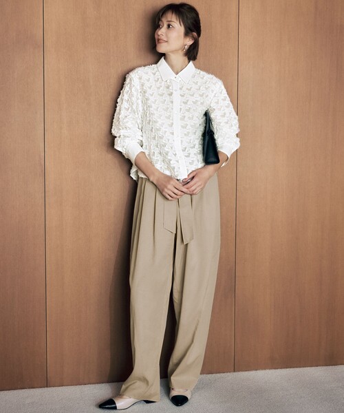 シアージオメトリックジャカードクロップド丈 ブラウス（シャツ