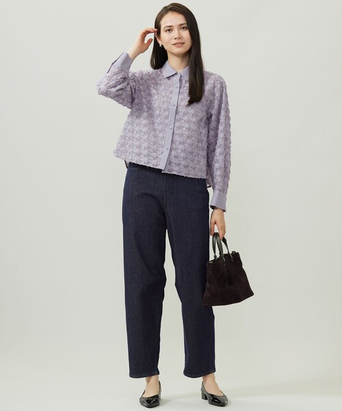 シアージオメトリックジャカードクロップド丈 ブラウス（シャツ