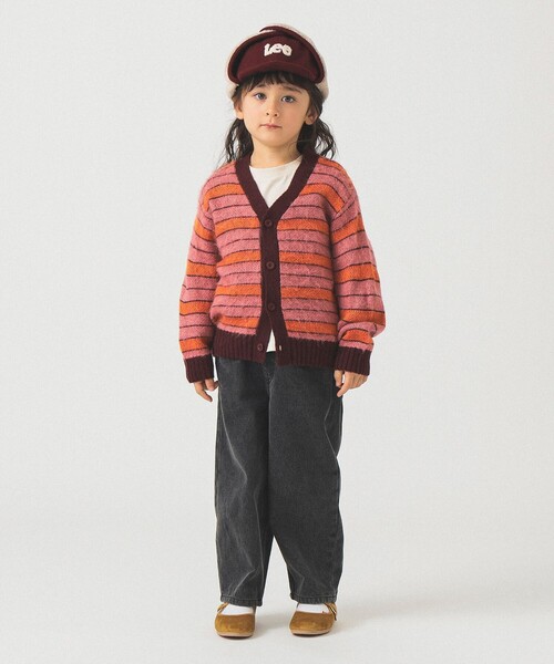 B:MING by BEAMS（ビーミングバイビームス）の「シャギー ボーダー カーディガン 2025FW（90～140cm）（カーディガン/ボレロ・キッズ・サックスブルー/ピンク・S(90-100)/M(110-120)/L(130-140)）」の6枚目の写真