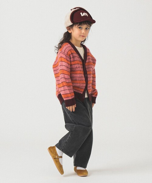 B:MING by BEAMS（ビーミングバイビームス）の「シャギー ボーダー カーディガン 2025FW（90～140cm）（カーディガン/ボレロ・キッズ・サックスブルー/ピンク・S(90-100)/M(110-120)/L(130-140)）」の7枚目の写真