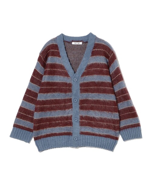 B:MING by BEAMS（ビーミングバイビームス）の「シャギー ボーダー カーディガン 2025FW（90～140cm）（カーディガン/ボレロ・キッズ・サックスブルー/ピンク・S(90-100)/M(110-120)/L(130-140)）」の14枚目の写真