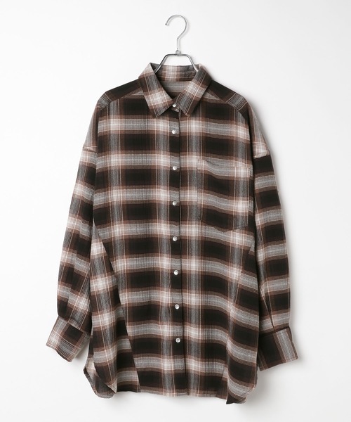 PAGEBOY(ページボーイ)の「オンブレチェック2WAYシャツ / チェックシャツ(シャツ/ブラウス・レディース・ブラック/サックスブルー/アイボリー/ダークブラウン/ブルー系その他/ベージュ系その他/ブラウン系その他・FREE)」の4枚目の写真