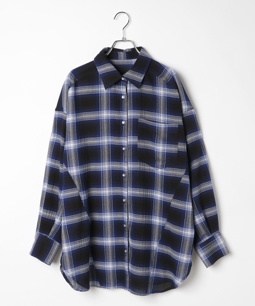 PAGEBOY(ページボーイ)の「オンブレチェック2WAYシャツ / チェックシャツ(シャツ/ブラウス・レディース・ブラック/サックスブルー/アイボリー/ダークブラウン/ブルー系その他/ベージュ系その他/ブラウン系その他・FREE)」の6枚目の写真