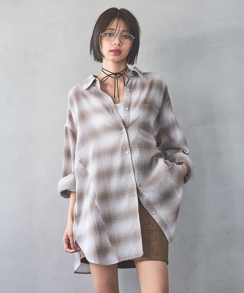 PAGEBOY(ページボーイ)の「オンブレチェック2WAYシャツ / チェックシャツ(シャツ/ブラウス・レディース・ブラック/サックスブルー/アイボリー/ダークブラウン/ブルー系その他/ベージュ系その他/ブラウン系その他・FREE)」の13枚目の写真