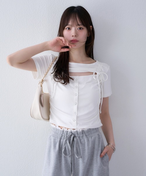 セール】胸あきトップス（Tシャツ/カットソー）｜one after