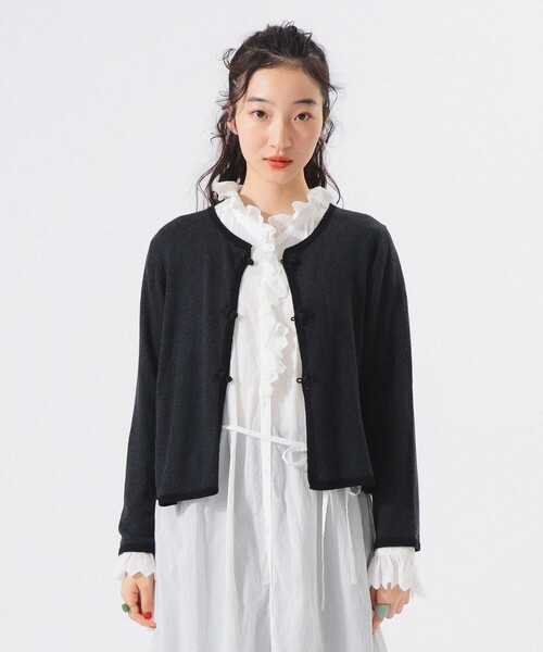 BEAMS BOY（ビームスボーイ）の「12ゲージ チャイナ トリム カーディガン（カーディガン/ボレロ・レディース・ブルー系その他/レッド系その他/チャコールグレー・2/1）」の11枚目の写真