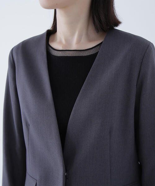 ◇パウダリーツイルセットアップシリーズ ノーカラージャケット