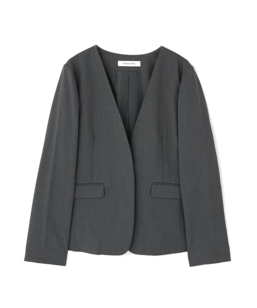 【美品】【S】NATURAL BEAUTY BASIC ノーカラーセットアップ ストレッチツイルセットアップシリーズ ノーカラージャケット