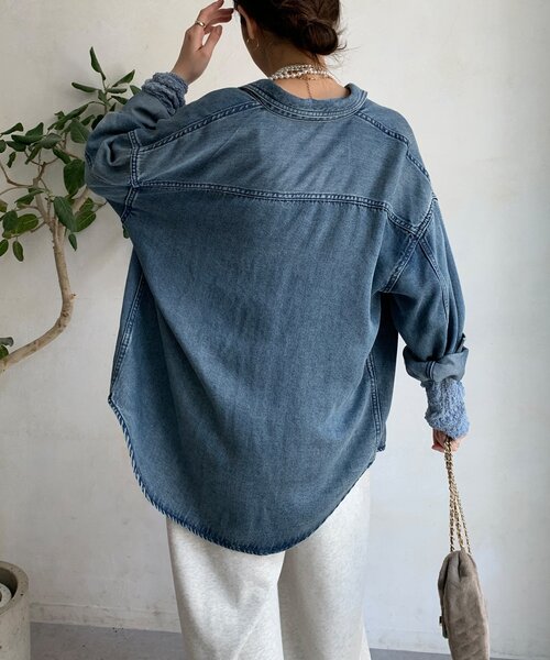 セール】リヨセルデニムポケットシャツ（シャツ/ブラウス）｜DouDou