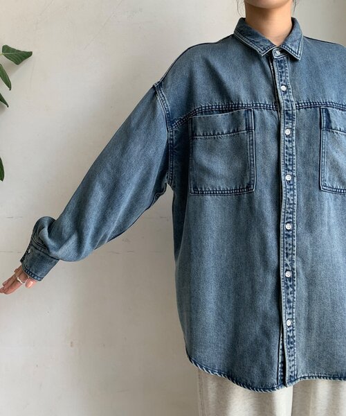 セール】リヨセルデニムポケットシャツ（シャツ/ブラウス）｜DouDou