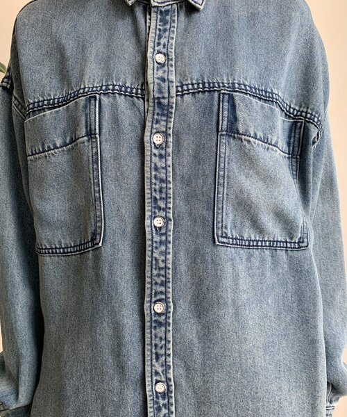 セール】リヨセルデニムポケットシャツ（シャツ/ブラウス）｜DouDou