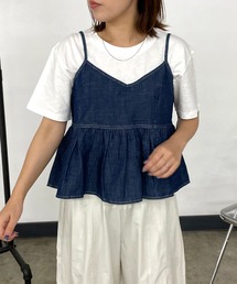CRB（シーアールビー）の「デニムキャミビスチェTシャツセット（キャミソール）」