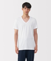 無印良品(ムジルシリョウヒン)の紳士 脇に縫い目のない 2枚組 Vネック半袖Tシャツ(インナーウェア/肌着)