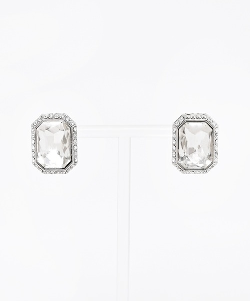 Narcissus（ナルシス）の「ビジュースクエアピアス　ブラックビジュー　オケージョン　パーティー（ピアス（両耳用）・レディース・ブラック/シルバー・FREE）」の9枚目の写真