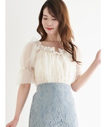 オフショルフリルトップス春夏シフォン 春 夏 オフショルダーブラウス 花柄 ドット 水玉 トップス