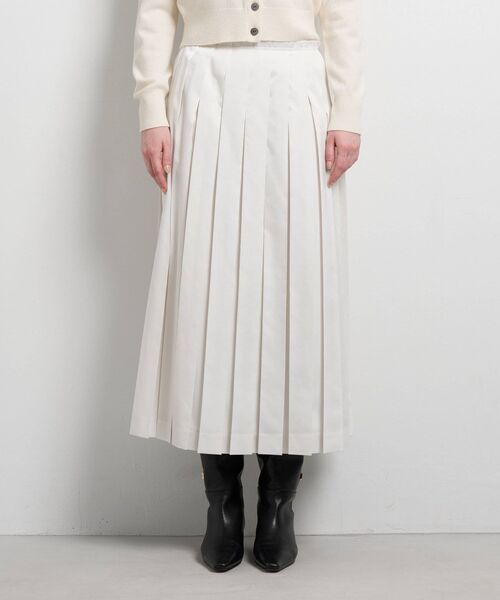 LANVIN en Bleu（ランバンオンブルー）の「LIMONTA East サテンプリーツスカート（スカート・レディース・オフホワイト/ブラウン/ブラック・38/36）」の2枚目の写真