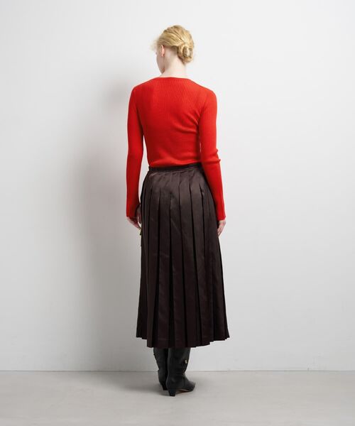 LANVIN en Bleu（ランバンオンブルー）の「LIMONTA East サテンプリーツスカート（スカート・レディース・オフホワイト/ブラウン/ブラック・38/36）」の5枚目の写真