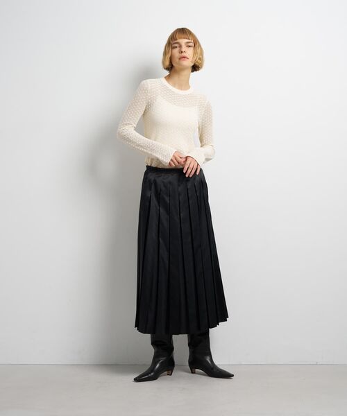 LANVIN en Bleu（ランバンオンブルー）の「LIMONTA East サテンプリーツスカート（スカート・レディース・オフホワイト/ブラウン/ブラック・38/36）」の18枚目の写真