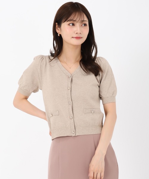 MISCH MASCH(ミッシュマッシュ)の「千鳥柄ジャガードアソートカーディガン(カーディガン/ボレロ・レディース・ワイン/ブラック×ホワイト/ベージュ・フリ-)」の6枚目の写真