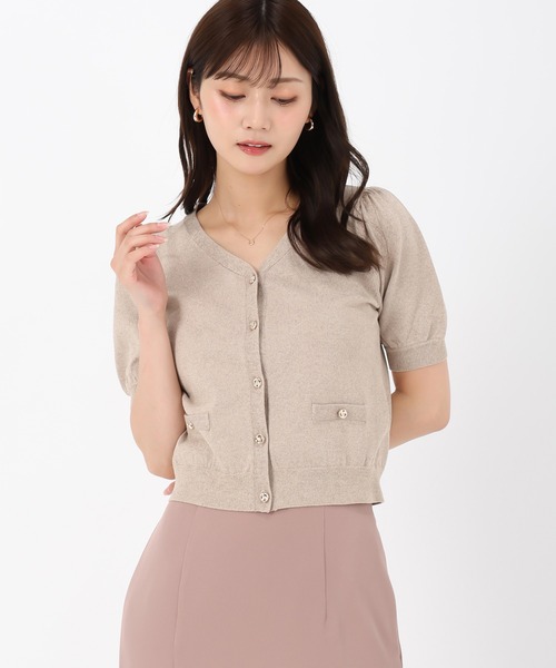 MISCH MASCH(ミッシュマッシュ)の「千鳥柄ジャガードアソートカーディガン(カーディガン/ボレロ・レディース・ワイン/ブラック×ホワイト/ベージュ・フリ-)」の7枚目の写真
