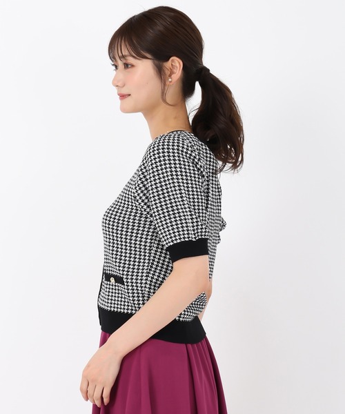MISCH MASCH(ミッシュマッシュ)の「千鳥柄ジャガードアソートカーディガン(カーディガン/ボレロ・レディース・ワイン/ブラック×ホワイト/ベージュ・フリ-)」の15枚目の写真