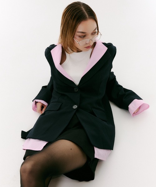 dium.レイヤードジャケット美品 JUST A NOON ジャケット テーラードジャケット レイヤード