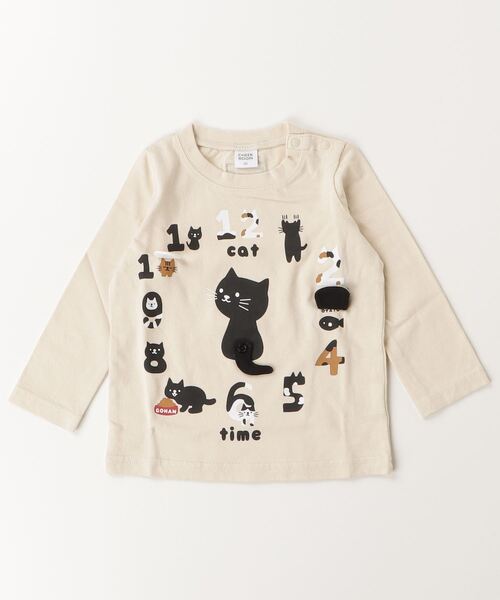 CHEEK ROOM(チークルーム)の「CHEEK ROOM/チークルーム ねこ時計 ロングTシャツ(Tシャツ/カットソー・キッズ・アイボリー/ピンク/ラベンダー・80cm/90cm/100cm/110cm/120cm/130cm)」の5枚目の写真