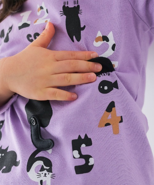 CHEEK ROOM(チークルーム)の「CHEEK ROOM/チークルーム ねこ時計 ロングTシャツ(Tシャツ/カットソー・キッズ・アイボリー/ピンク/ラベンダー・80cm/90cm/100cm/110cm/120cm/130cm)」の7枚目の写真
