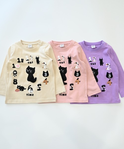 CHEEK ROOM(チークルーム)の「CHEEK ROOM/チークルーム ねこ時計 ロングTシャツ(Tシャツ/カットソー・キッズ・アイボリー/ピンク/ラベンダー・80cm/90cm/100cm/110cm/120cm/130cm)」の12枚目の写真