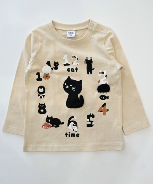 CHEEK ROOM(チークルーム)の「CHEEK ROOM/チークルーム ねこ時計 ロングTシャツ(Tシャツ/カットソー・キッズ・アイボリー/ピンク/ラベンダー・80cm/90cm/100cm/110cm/120cm/130cm)」の13枚目の写真