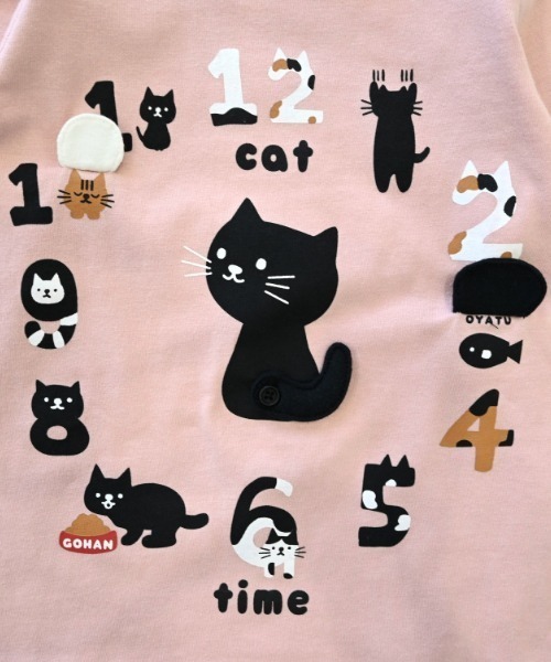 CHEEK ROOM(チークルーム)の「CHEEK ROOM/チークルーム ねこ時計 ロングTシャツ(Tシャツ/カットソー・キッズ・アイボリー/ピンク/ラベンダー・80cm/90cm/100cm/110cm/120cm/130cm)」の16枚目の写真