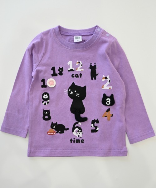 CHEEK ROOM(チークルーム)の「CHEEK ROOM/チークルーム ねこ時計 ロングTシャツ(Tシャツ/カットソー・キッズ・アイボリー/ピンク/ラベンダー・80cm/90cm/100cm/110cm/120cm/130cm)」の17枚目の写真