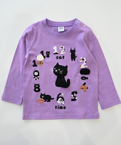 CHEEK ROOM(チークルーム)の「CHEEK ROOM/チークルーム ねこ時計 ロングTシャツ(Tシャツ/カットソー・キッズ・アイボリー/ピンク/ラベンダー・80cm/90cm/100cm/110cm/120cm/130cm)」の18枚目の写真