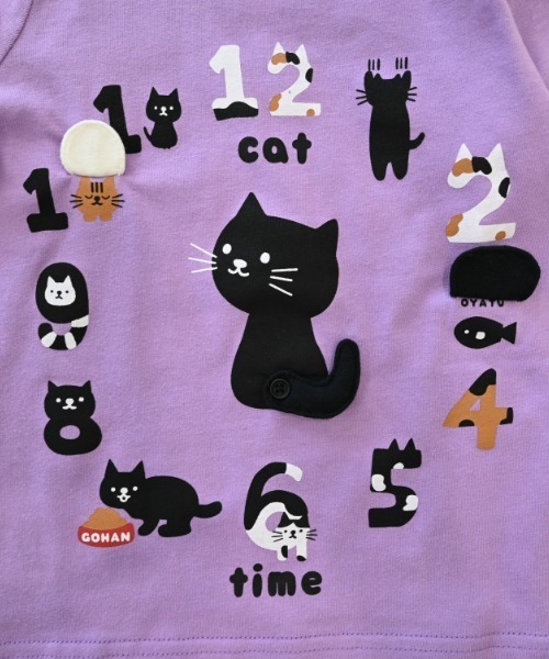 CHEEK ROOM(チークルーム)の「CHEEK ROOM/チークルーム ねこ時計 ロングTシャツ(Tシャツ/カットソー・キッズ・アイボリー/ピンク/ラベンダー・80cm/90cm/100cm/110cm/120cm/130cm)」の19枚目の写真