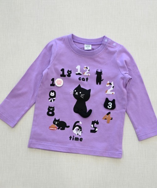 CHEEK ROOM(チークルーム)の「CHEEK ROOM/チークルーム ねこ時計 ロングTシャツ(Tシャツ/カットソー・キッズ・アイボリー/ピンク/ラベンダー・80cm/90cm/100cm/110cm/120cm/130cm)」の22枚目の写真