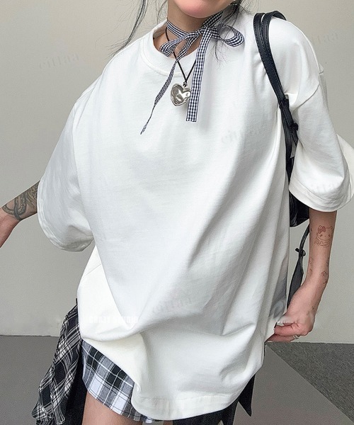 Dalfwin（ダールフィン）の「韓国ファッション バックステッチデザイン半袖Tシャツ（Tシャツ/カットソー・レディース・ブラック/ホワイト・FREE）」の11枚目の写真