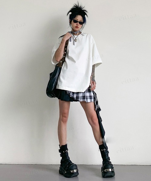 Dalfwin（ダールフィン）の「韓国ファッション バックステッチデザイン半袖Tシャツ（Tシャツ/カットソー・レディース・ブラック/ホワイト・FREE）」の13枚目の写真